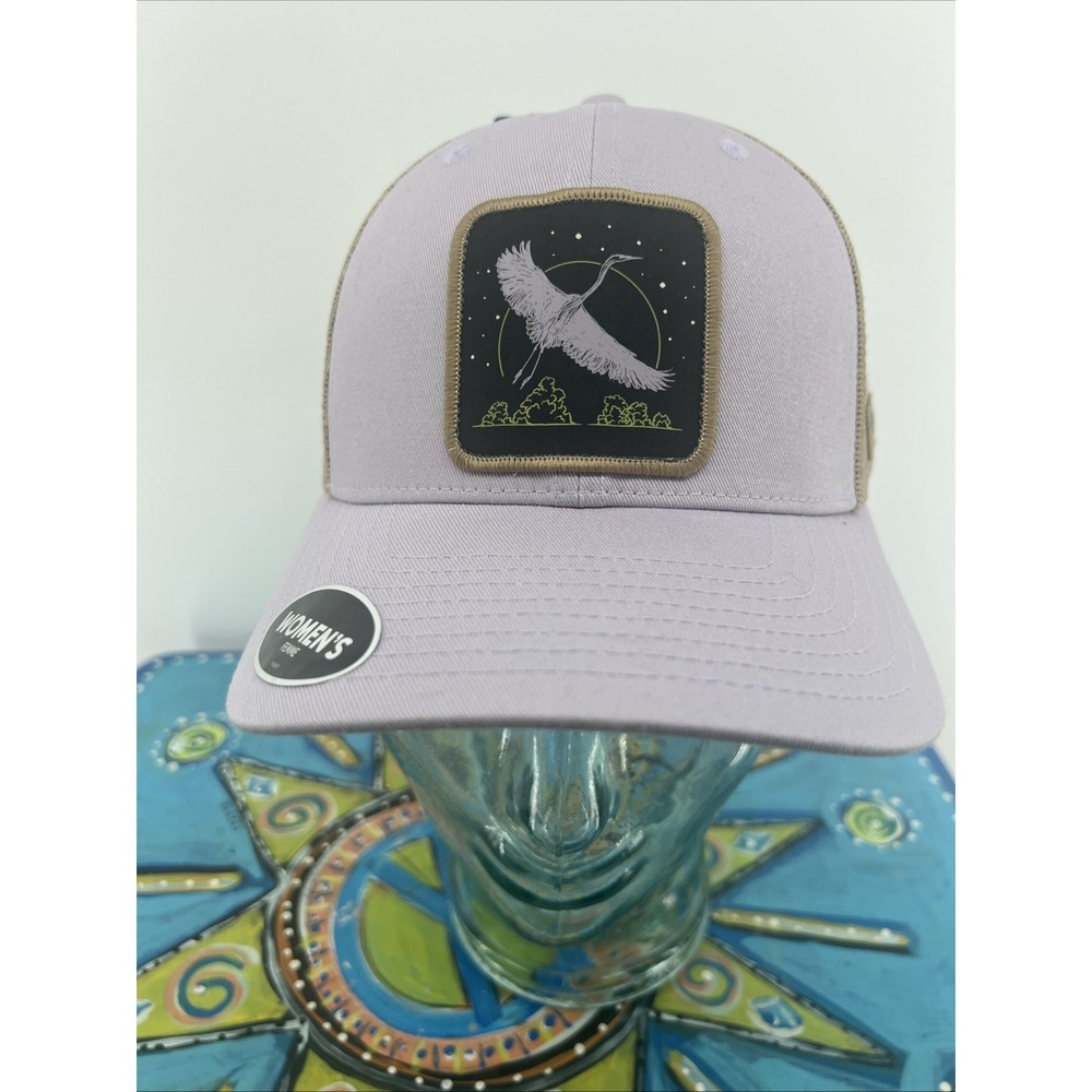 Columbia PFG Hat Women's Mesh Ball Cap Purple Heron Crane Tan New